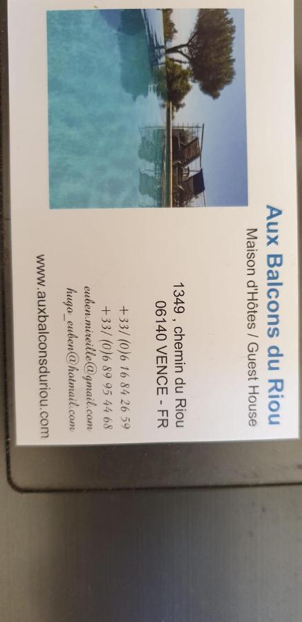 Aux Balcons du Riou avec vue mer 180 degrés Vence Extérieur photo